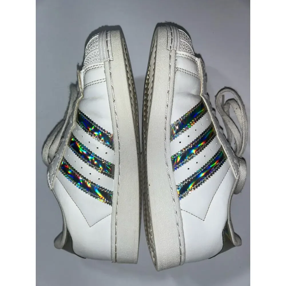 Adidas Superstar Little Kids’ White Iridescent IG0239 Sneakers Size 2 US Kids
